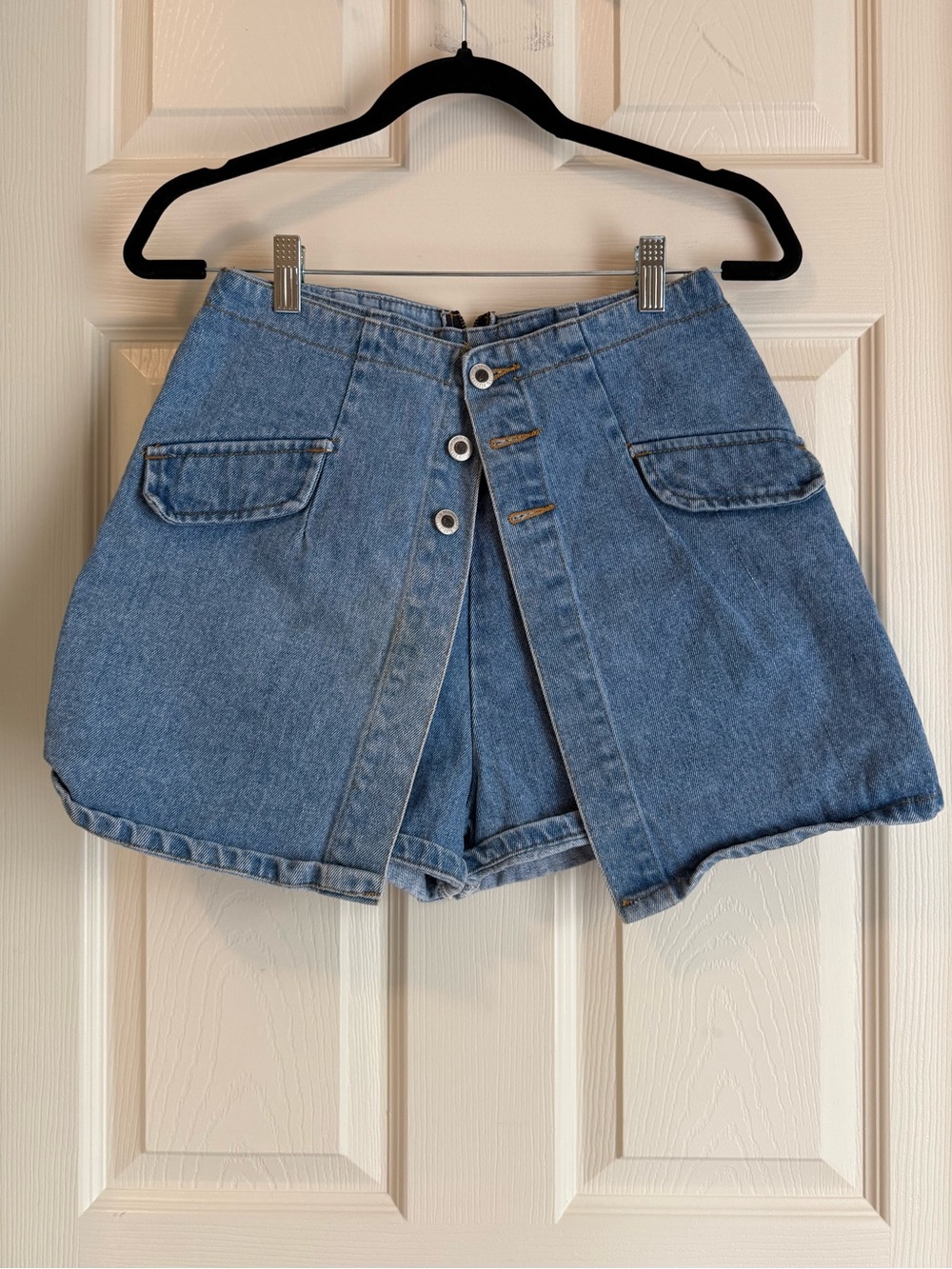 Vintage Santa Barbara Denim Skort Shorts Size 5 High Rise Button Front